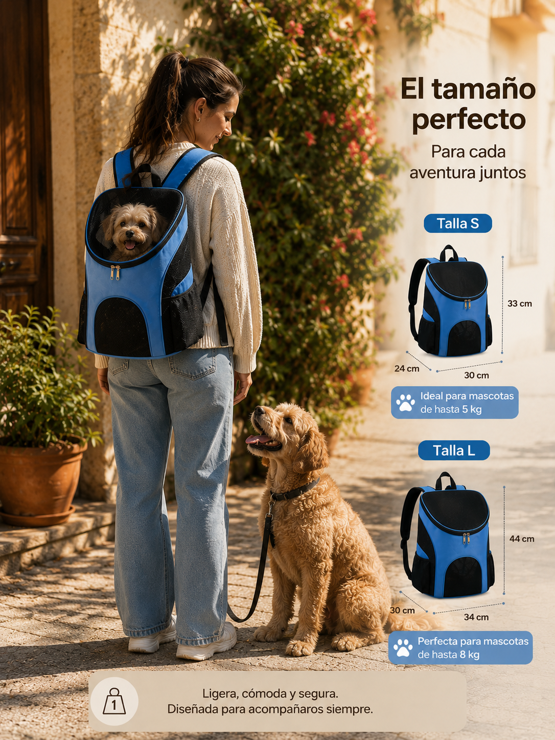 Mochila Transportadora para Mascotas — Respirable, Cómoda y Segura