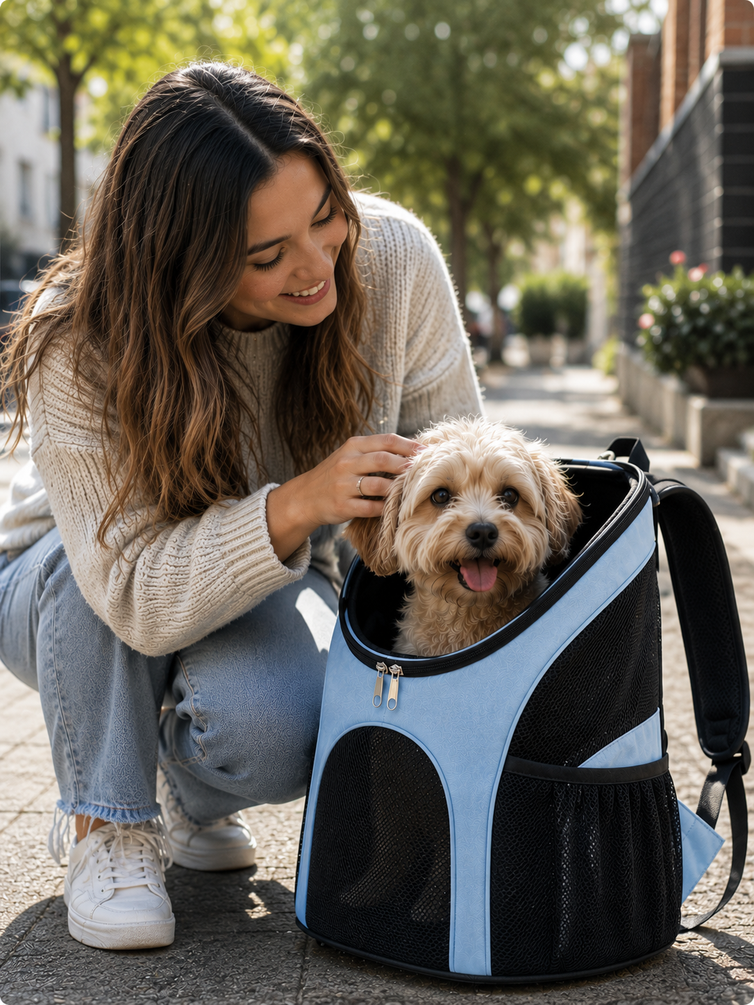 Mochila Transportadora para Mascotas — Respirable, Cómoda y Segura